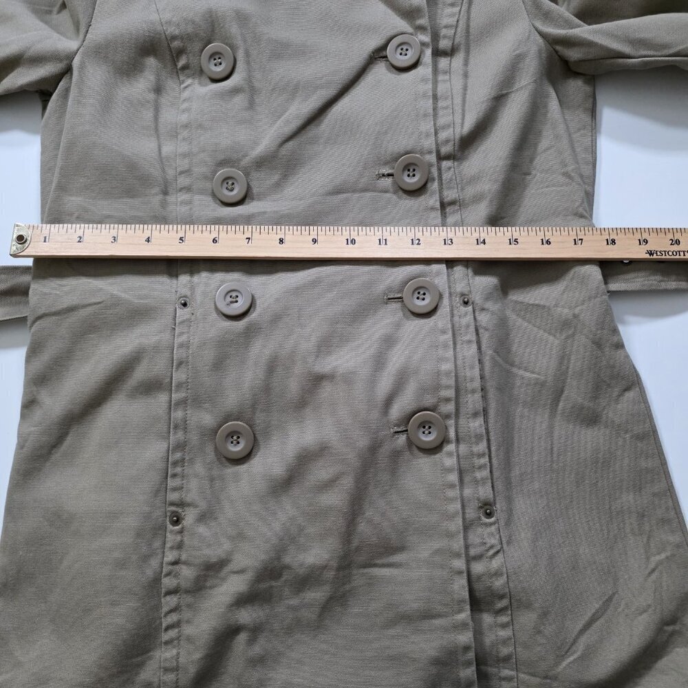 Zara Trench Coat Women M Beige Twill Pockets Belt Buttons Removable Liner Preppy - Picture 5 of 16